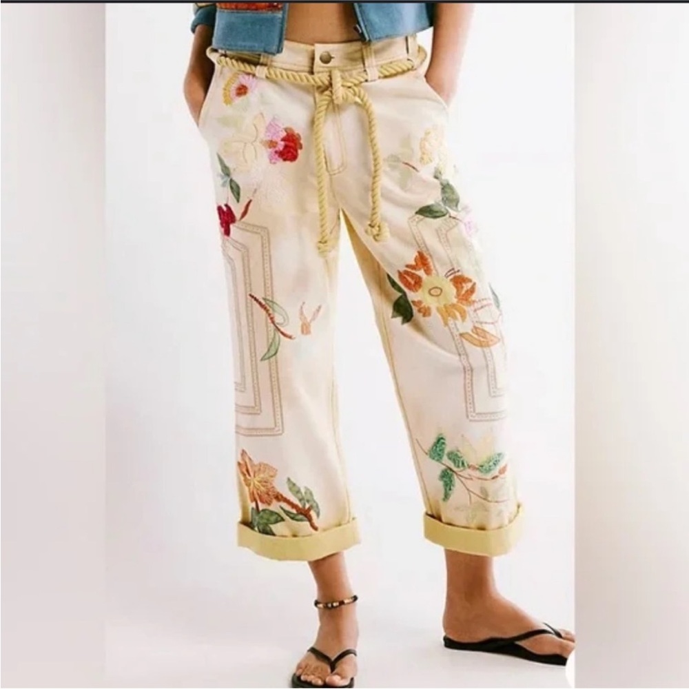 Free People x We The Free Electric Sands Embroidered Pants. Size 6 - Picture 2 of 6
